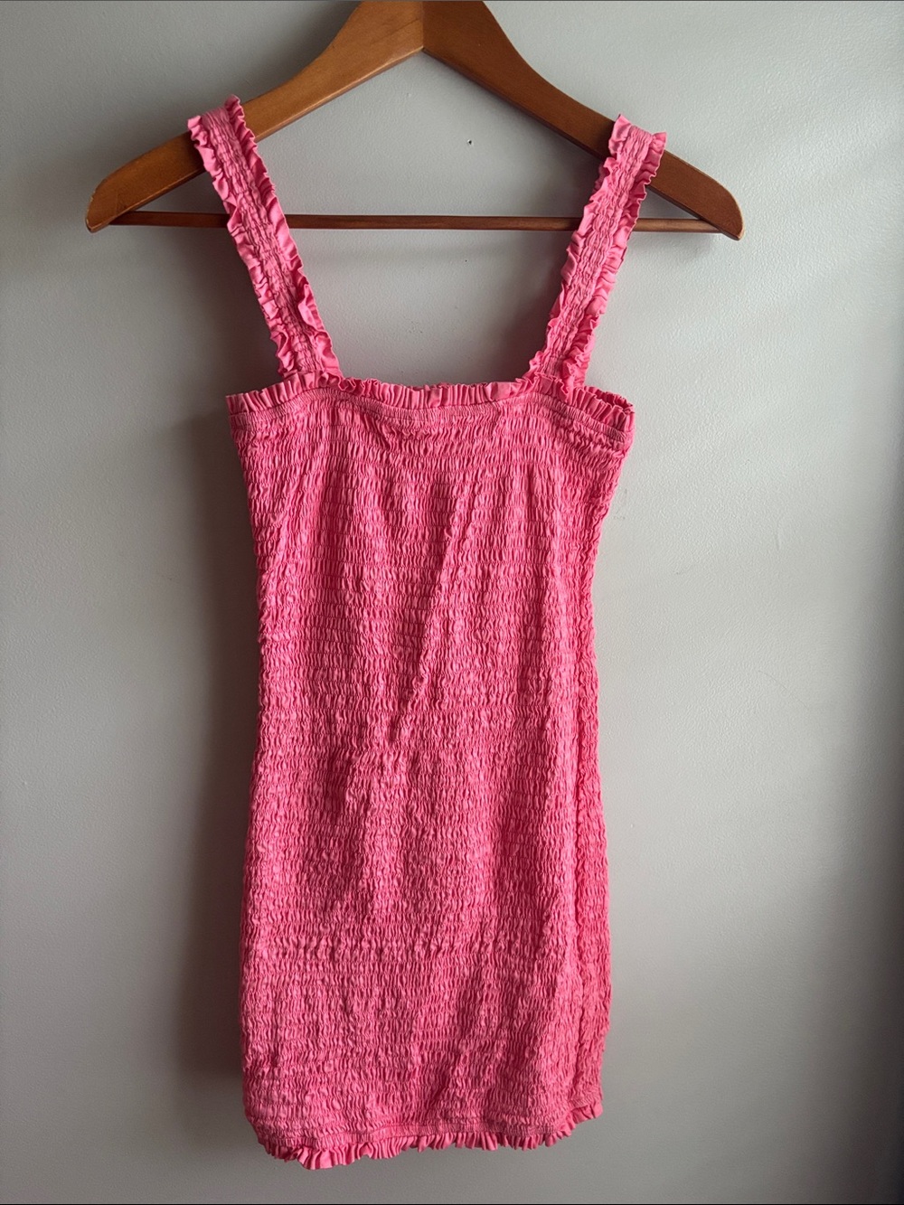 Mikoh Ruffled Smocked Mini Dress in Hot Pink